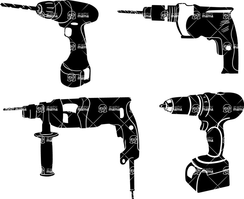 Vector silhouettes - Vector Drill Silhouettes Set